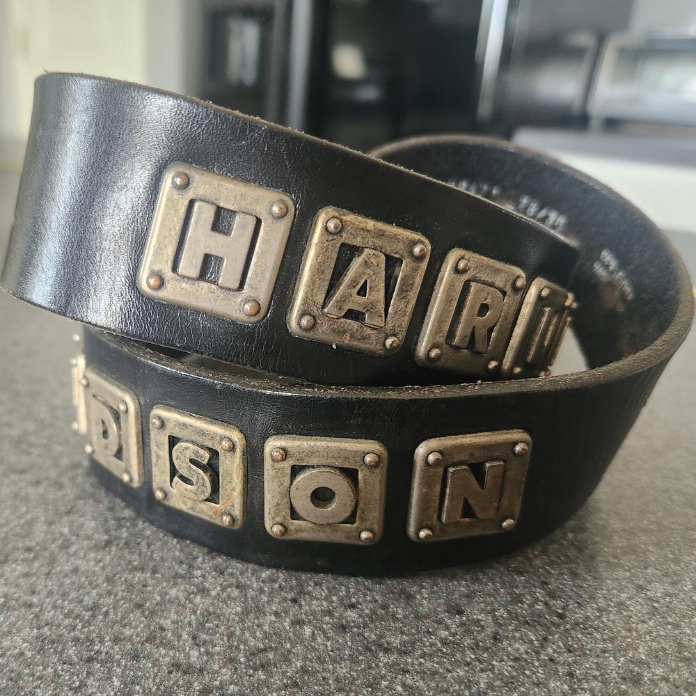 Harley-Davidson Black Leather Belt with Silver Accents